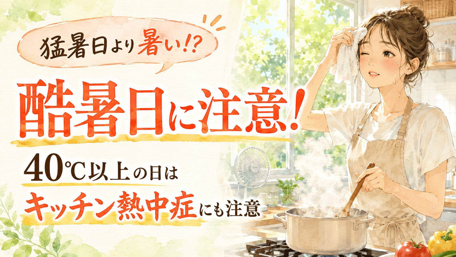 【酷暑日に注意⁉︎】夏のキッチンで熱中症になる⁉︎｜暑い日にぴったりな献立も